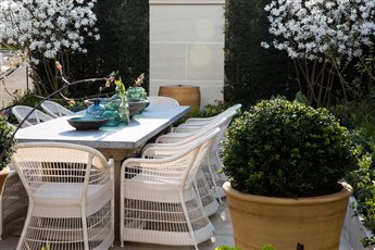 Outdoor dining area in early spring