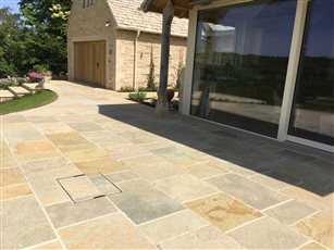 Hand Cut Antique Honey Cathedral Paving