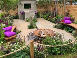 Woodland Fall Garden at Gardeners World Live 2021 - won Best in Show (Antony Lionel Garden Design and TAW Garden Landscapes)
Products used: Kebur Antique Yellow Limestone Paving and Tumbled Yellow Limestone Cladding, Larch Fencing, Scottish Cobbles
