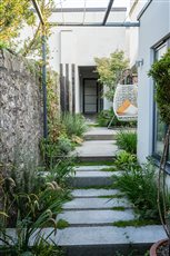 Stepping stone pathway through Japanese inspired courtyard garden designed whilst part of the Artisan Landscapes Design Studio team. 
Photo - Artisan Landscapes